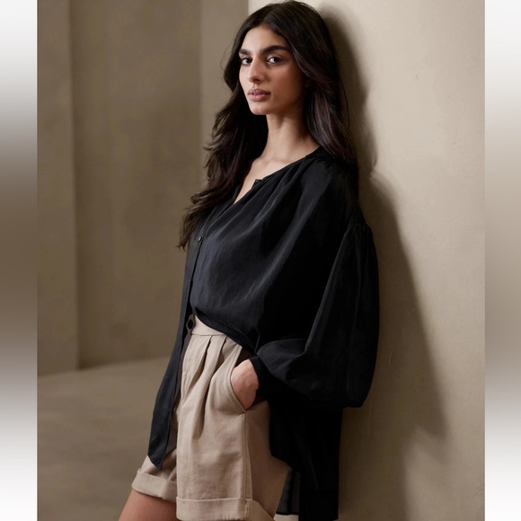 Banana Republic Women’s XS West Oversized Cotton Silk Shirt New Semi Sheer - Picture 1 of 10